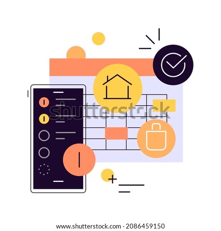 Calendar and smartphone with todo list. Planning and time-management tools. Flat illustration. Vector file.