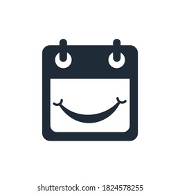 Calendar with a smile. Holiday. Vector icon isolated on white background.