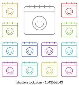 Calendar, smile multi color icon. Simple thin line, outline vector of calendar icons for ui and ux, website or mobile application