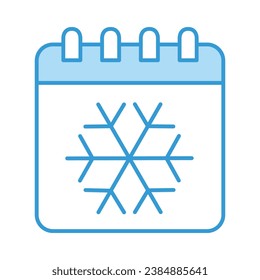Calendar Snowflake Blue Icon Vector Illustration Isolated on Transparent Background. Use for Xmas, Decoration, Greeting Card Etc.