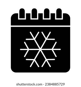 Ilustración vectorial del icono del copo de nieve del calendario aislada en fondo transparente. Uso para Navidad, Decoración, Tarjeta de felicitación Etc.