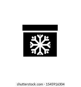 calendar with snowflake - minimal line web icon. simple vector illustration. concept for infographic, website or app.