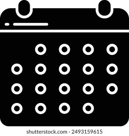 Calendar solid glyph vector illustration