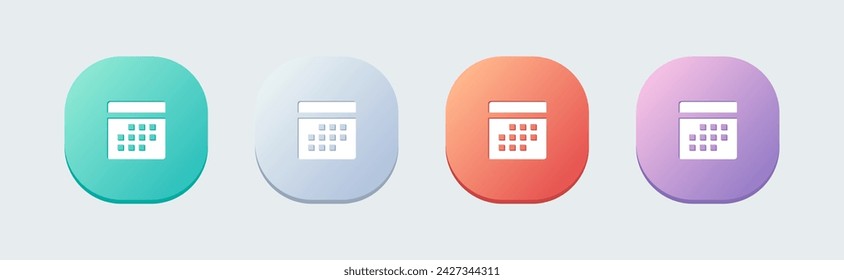 Calendar solid icon in flat design style. Event signs vector illustration.