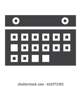 Calendar solid icon, mobile and website button, vector graphics, a filled pattern on a white background, eps 10.