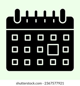 Calendar solid icon. Office month date planner glyph style pictogram on white background. Important event organizer or schedule for mobile concept and web design. Vector graphics