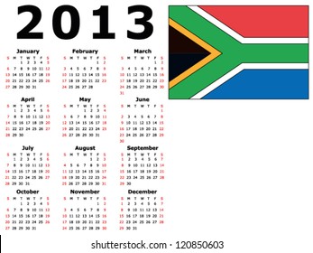 Calendar - South Africa Flag