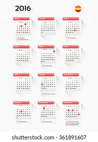 Calendar Spain 2016 with Holidays