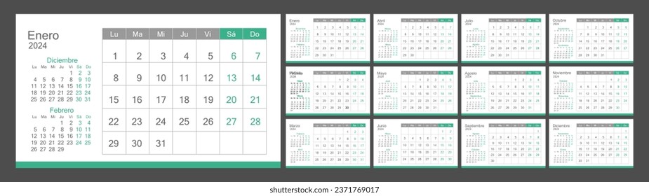 Calendar in Spanish for 2024 monthly