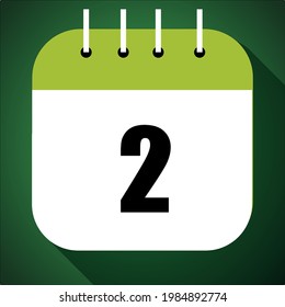 Calendario con un día específico, con un día del mes, día 2. 