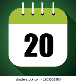 Calendar with specific day, with a day of the month, day 20.