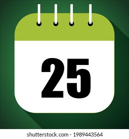 Calendar with specific day, with a day of the month, day 25.