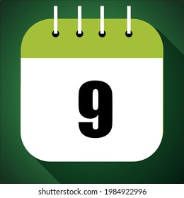 Calendar with specific day, with a day of the month, day 9.