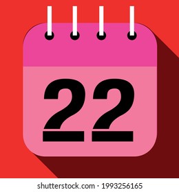 Calendario con un día específico, con un día del mes, día 22. En rojo y rosa.