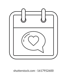 calendar and speech bubble with heart vector illustration design