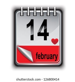 calendar for the spring. On the top page of February 14 and heart