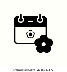 calendar, spring, season black icon, isolated icon in light background, perfect for website, blog, logo, graphic design, social media, UI, mobile app