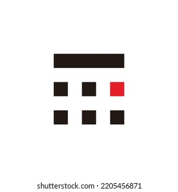 Calendar, square, geometric symbol simple logo vector