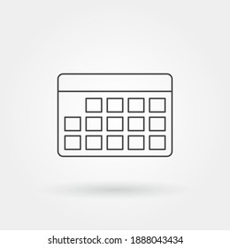 calendar square year month week day single isolated icon with modern line or outline style