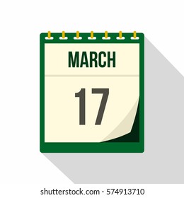 Calendar with St. Patrick Day date icon. Flat illustration of calendar with St. Patrick Day date vector icon for web   on white background
