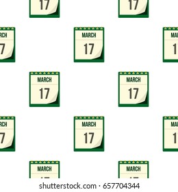 Calendar with St. Patrick Day date pattern seamless background in flat style repeat vector illustration