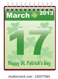 calendar with St. Patrick's Day date vector illustration