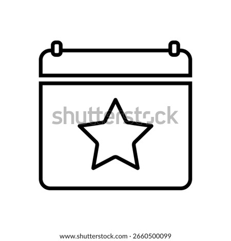 Calendar star icon. Important date mark. Favorite event Vector. Highlighted day symbol.