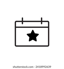 Calendar With Star Icon , simple flat trendy style illustration on white background..eps