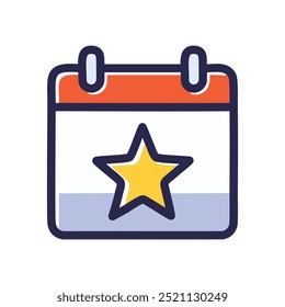 Calendar star icon. Calendar icon with a star, symbolizing a special date, important event, or achievement.