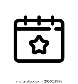 Calendar star line icon with editable strokes