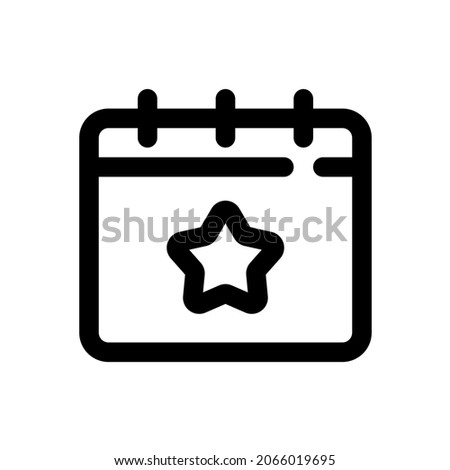 Calendar star line icon with editable strokes