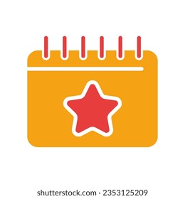 Calendar with star line icon. Favorites, rating, holiday, day off, planning, month, year, schedule. Vector colored icon on a white background for business