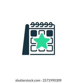 Calendar with Star line icon. Universal creative premium symbol. Vector sign icon logo template. Vector illustration