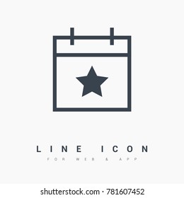 calendar with star line vector icon