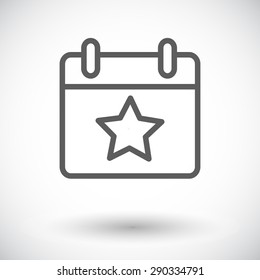 Calendar With Star. Single Flat Icon On White Background. Vector Illustration.