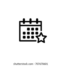 calendar, star, vector icon