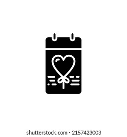 Calendar stencil icon illustration. Valentine's Day date contour symbol.