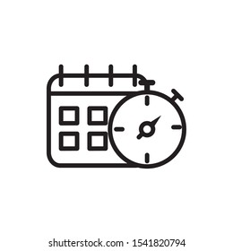 calendar stopwatch delivery icon vector illustration thick line