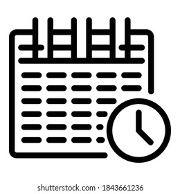 Kalenderstoppüberwachungssymbol. Rahmenkalender-Stopp-Uhr-Vektorsymbol für Webdesign einzeln auf weißem Hintergrund