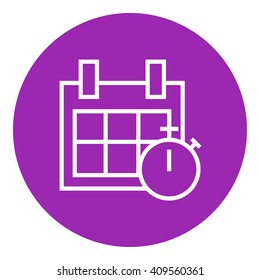 Calendar and stopwatch line icon.