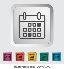 Calendar stroke icon on the button. Vector illustration.