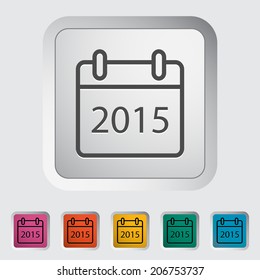 Calendar stroke icon on the button. Vector illustration.