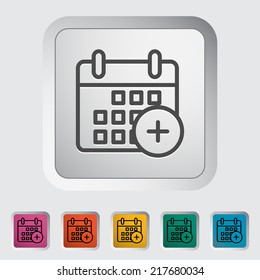 Calendar stroke icon on the button. Vector illustration.