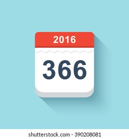 Calendar style flat leap year of 366 days . Flat Calendar Design 2016 Icon calendar. Calendar a long shadow . Volume Calendar. Calendar minimalism . Isolated calendar blue background .