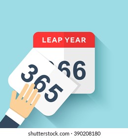 Calendar Style Flat Leap Year 366 Days. 