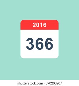 Calendar style flat leap year of 366 days . Flat Calendar Design 2016 Icon calendar. Calendar a long shadow . Volume Calendar. Calendar minimalism . Isolated calendar blue background .