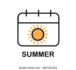 Calendar, summer, sun icon. Illustration for mobile concept and web applications. Website design icon.