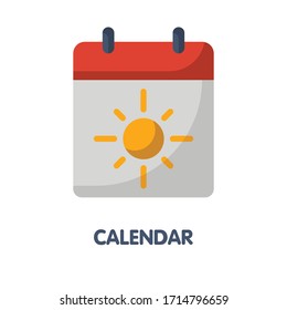 Calendar with summer time flat icon vector design illustration on white background eps.10