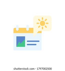 Calendar sun icon. Simple color vector elements of almanac icons for ui and ux, website or mobile application