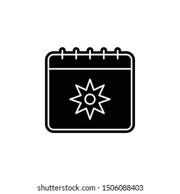 Calendar, sun icon. Simple glyph, flat vector of calendar icons for ui and ux, website or mobile application